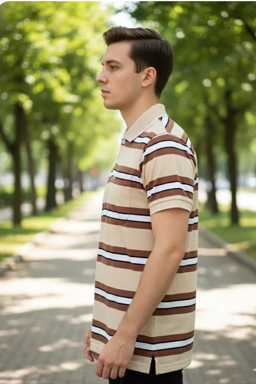 MENS FASHITON TSHIRT WITH COLLOR NECK AND HALF SLEEVES WITH POCKET COMFORABLE FOR SUMMER DAYS image 1