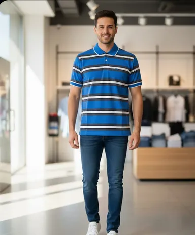MENS FASHITON TSHIRT WITH COLLOR NECK AND HALF SLEEVES WITH POCKET COMFORABLE FOR SUMMER DAYS thumbnail 0