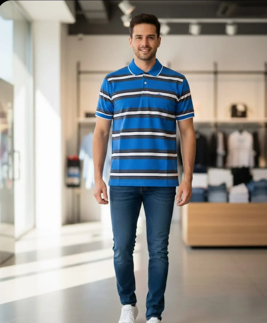 MENS FASHITON TSHIRT WITH COLLOR NECK AND HALF SLEEVES WITH POCKET COMFORABLE FOR SUMMER DAYS image 1