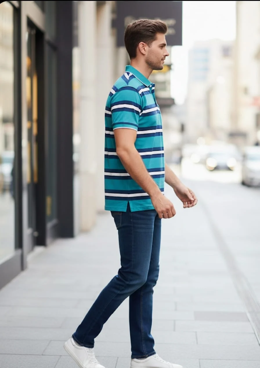 MENS FASHITON cotton blend TSHIRT WITH COLLOR NECK AND HALF SLEEVES WITH POCKET COMFORABLE FOR SUMMER DAYS image 1