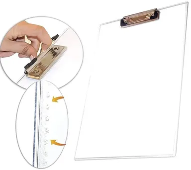 Multipurpose A4 Transparent Plastic Clipboard with Heavy Duty Metal Clip, Durable Writing Pad & Document Holder for Office School Home Stationery, Portable Paper Support Board thumbnail 3