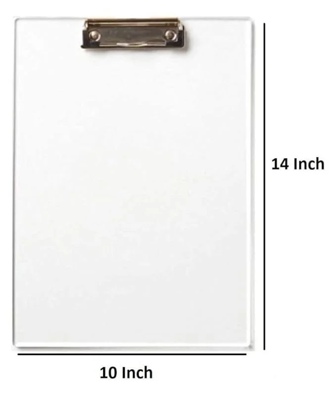 Transparent Plastic A4 Clipboard 14x10 Inch with Strong Metal Clip & Hanging Loop for Office, School & Exam Writing image 1