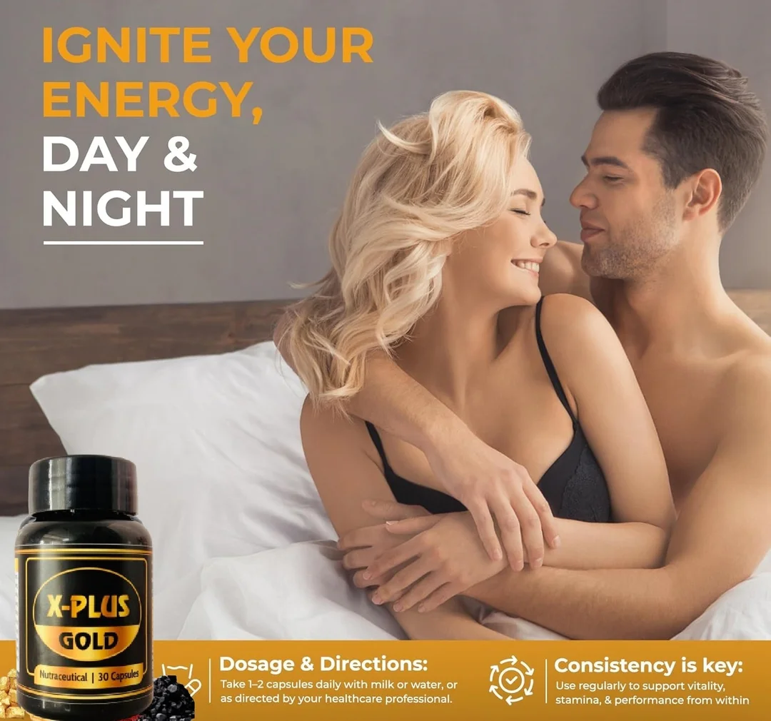 X Plus Gold Capsules for Men Ayurvedic Strength Stamina Vitality Booster with Ashwagandha Shilajit Safed Musli Gokshura Minerals Male Wellness Herbal Energy Supplement image 2