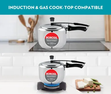 Borosil Presto Stainless Steel Inner Lid Pressure Cooker 3 L Induction |Gas Compatible Durable Food|Grade SS304 Quick Cooking Safety Valve Stay Cool Handles Easy Clean Pressure Pot thumbnail 5