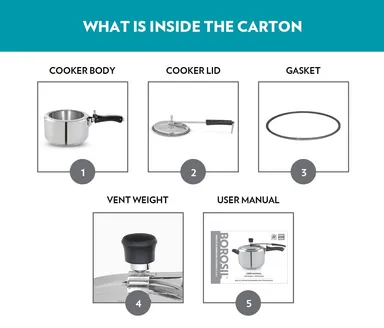 Borosil Presto Stainless Steel Inner Lid Pressure Cooker 3 L Induction |Gas Compatible Durable Food|Grade SS304 Quick Cooking Safety Valve Stay Cool Handles Easy Clean Pressure Pot thumbnail 6