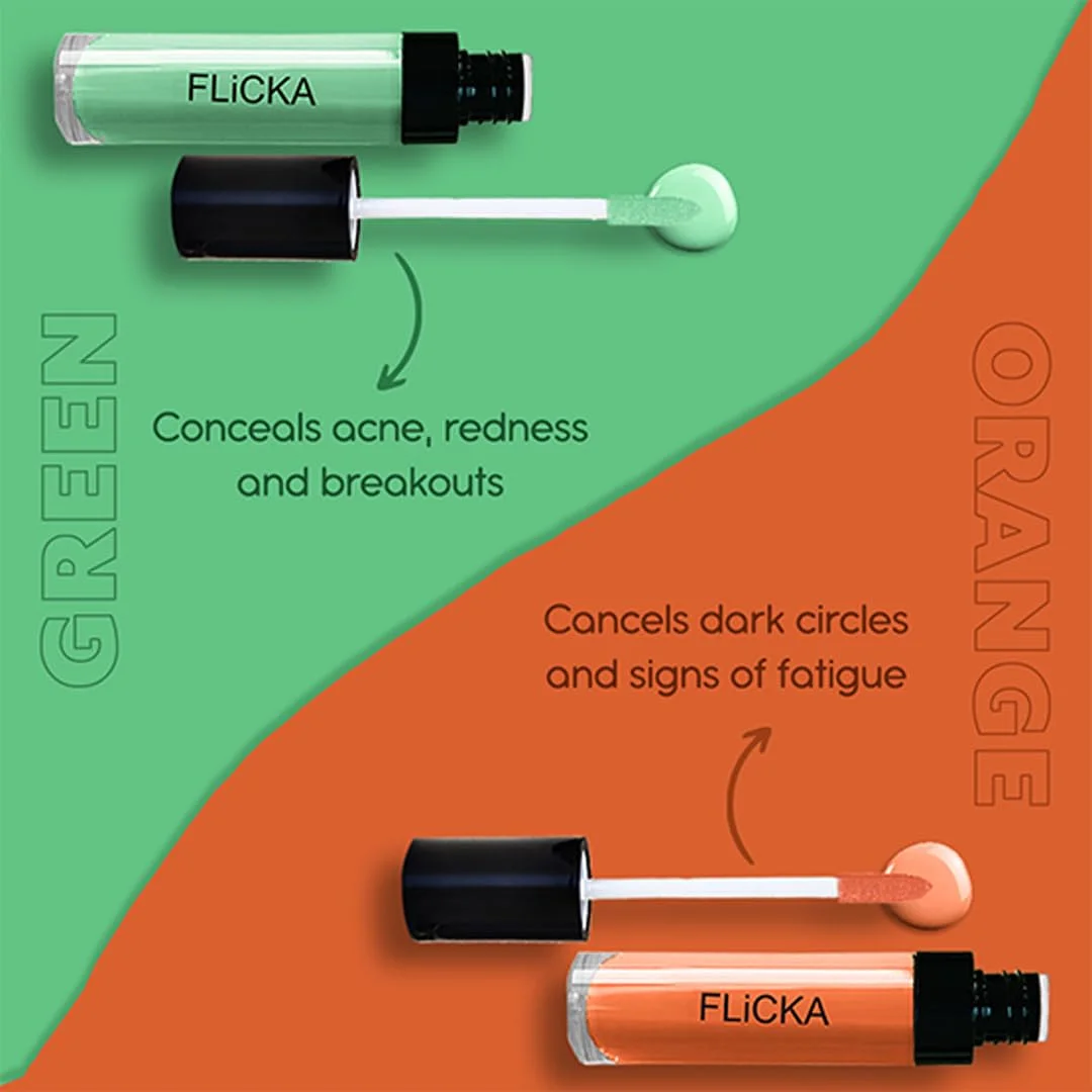 FLiCKA Cover Story Liquid Light Weight Color Corrector for Women – Full Coverage Face Makeup Concealer Redness Neutralizing 02 Green Shade, 8.5ml | Smooth Blend Long-lasting Finish image 4