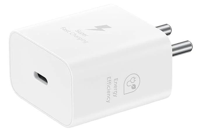 Samsung Original 25W USB Type-C Fast Charging Travel Adapter Without Cable for Google Pixel, Xiaomi, Motorola  iPhone, Samsung Galaxy Tab S/A Series, Galaxy S10/M54/M55/A80/A90/S25/S24 – Compact White Wall Charger image 2