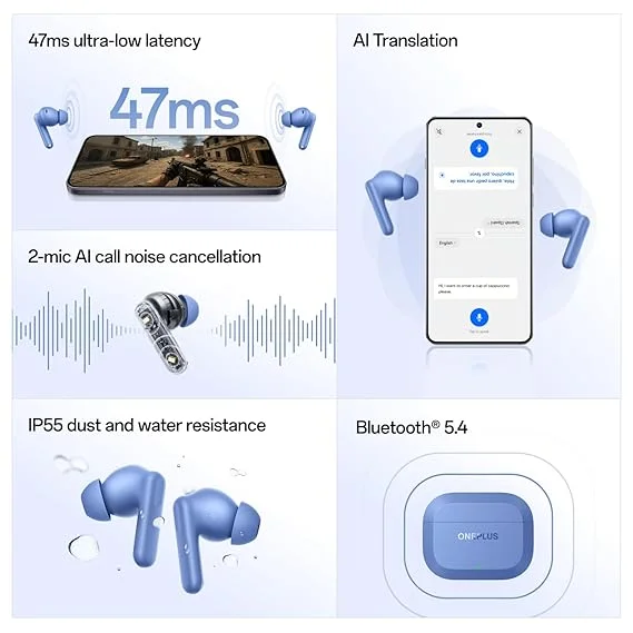 OnePlus Nord Buds 3r TWS True Wireless Earbuds with 54 Hours Total Playback Dual-Mic Clear Calls, 12.4mm High-Performance Drivers, 3D Spatial Audio, AI Real-Time Translation, Dual-Device Connectivity, Ultra-Low 47ms Latency, Sweat | Water-Resistant, Aura image 3