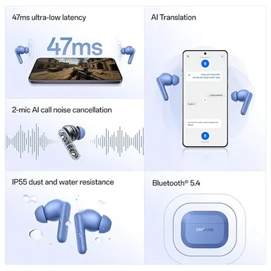 OnePlus Nord Buds 3r TWS True Wireless Earbuds with 54 Hours Total Playback  Dual-Mic Clear Calls, 12.4mm High-Performance Drivers, 3D Spatial Audio, AI Real-Time Translation, Dual-Device Connectivity, Ultra-Low 47ms Latency, Sweat | Water-Resistant, Aura thumbnail 2
