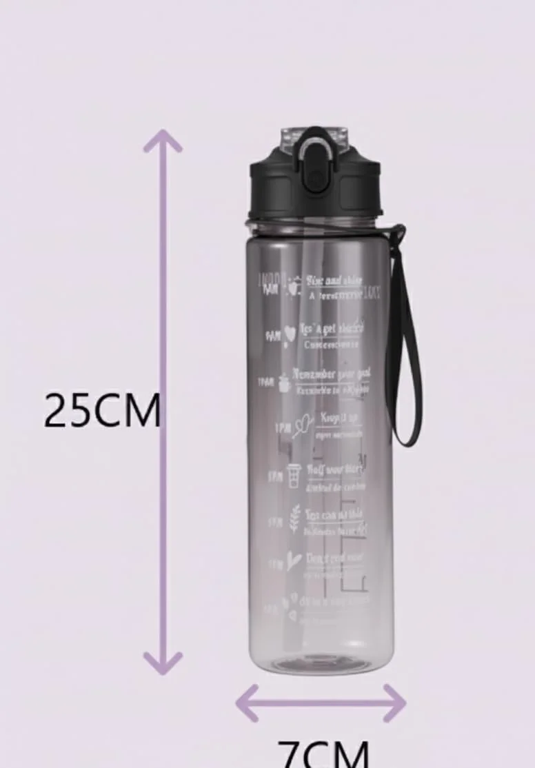 Motivational Time Marker Water Bottle Leakproof BPA Free Non Toxic Durable Plastic Gym Office Hydration Bottle Blue Fuchsia| Unbreakable 1 L image 2