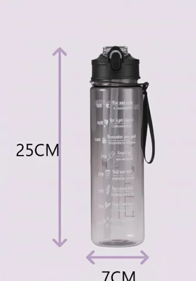 Motivational Time Marker Water Bottle Leakproof BPA Free Non Toxic Durable Plastic Gym Office Hydration Bottle Blue Fuchsia| Unbreakable 1 L thumbnail 1