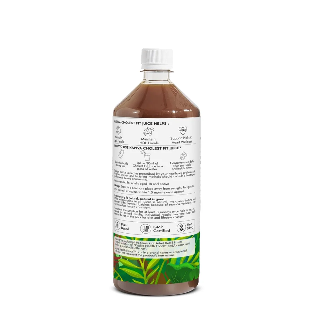 Kapiva Cholest Fit Juice – Modern Ayurvedic Herbal Drink for Healthy Cholesterol & Heart Support | 1000 ML | 1 Month Supply  Made with 6 Powerful Herbs – Arjuna Bark, Garlic, Apple Cider Vinegar  More  Sugar-Free, Natural | Ayurvedic Wellness image 2