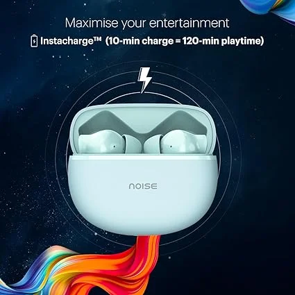 Noise Buds VS102 Plus Truly Wireless Bluetooth Earbuds with 70 Hours Playtime  Quad Mic ENC for Clear Calls Instacharge Fast Charging 10 Min = 120 Min  Bluetooth v5.3, Low Latency Gaming Mode Touch Controls, Comfortable Flybird Design Calm Blue image 5