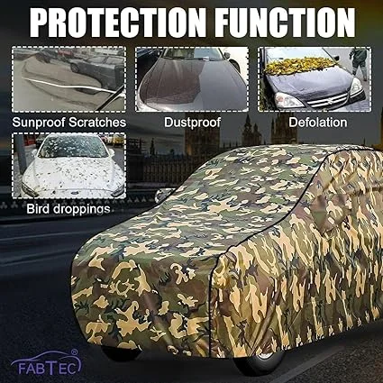 FABTEC Waterproof Car Body Cover for Maruti Xl6 with Mirror Pockets, Triple-Stitched Durable Fabric, All-Weather Protection, Military Jungle Camouflage Design, Dustproof, Rainproof, Scratch-Resistant, UV Protection, Easy Fit – Cars & Motorbikes image 4