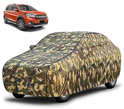 FABTEC Waterproof Car Body Cover for Maruti Xl6 with Mirror Pockets, Triple-Stitched Durable Fabric, All-Weather Protection, Military Jungle Camouflage Design, Dustproof, Rainproof, Scratch-Resistant, UV Protection, Easy Fit – Cars & Motorbikes image 1
