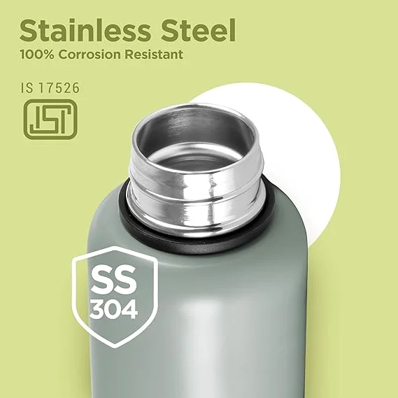 Milton Aura 1000 Thermosteel Water Bottle, 1 Litre | 24 Hr Hot & Cold | Leak-Proof Lid | Vacuum Insulated | ISI Certified | Durable Stainless Steel | For Office, Gym, School | Grey image 3