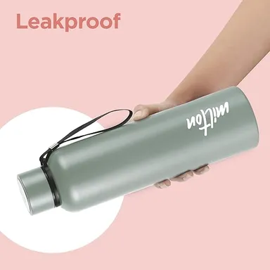 Milton Aura 1000 Thermosteel Water Bottle, 1 Litre | 24 Hr Hot & Cold | Leak-Proof Lid | Vacuum Insulated | ISI Certified | Durable Stainless Steel | For Office, Gym, School | Grey thumbnail 4