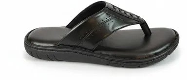GVOLF  Stylish Premium  Leather Slippers  For Men Brown | Cushioned Sole Daily Wear Formal Casual Slip On Sandals for Office Home Outdoor Use thumbnail 1