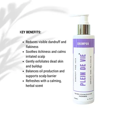 Plein De Vie Dandruff Care Shampoo | Soothes Itchiness |Calms Irritated Scalp| For Men & Women | 200ml Pack of 2  thumbnail 2