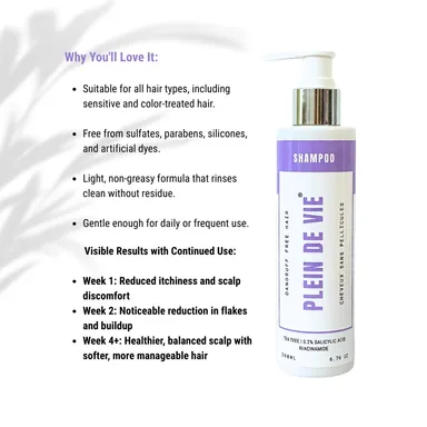 Plein De Vie Dandruff Care Shampoo | Soothes Itchiness |Calms Irritated Scalp| For Men & Women | 200ml Pack of 2  thumbnail 4