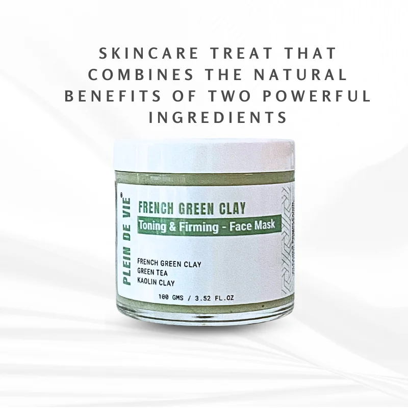 Plein De Vie Toning & Firming Face Mask with French Green Clay Green Tea Extract Kaolin Clay for Deep Cleansing Pore Tightening Skin Detox Oil Control Hydrating Facial Mask for Men and Women All Skin Types 100g image 2