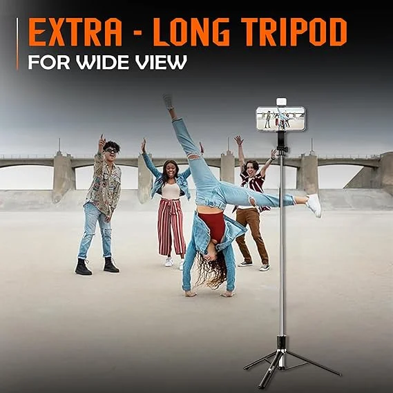 Kratos K9 Selfie Stick Tripod with LED Ring Light – 67 Inches / 170CM Reinforced Adjustable Tripod for Mobile Phones Travel, Vlogging, Live Streaming, Compatible with iPhone, Samsung, Xiaomi, OnePlus | All Smartphones image 2