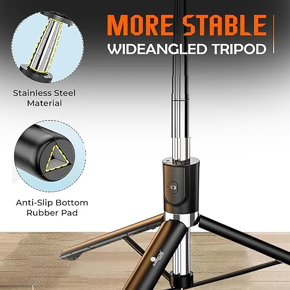 Kratos K9 Selfie Stick Tripod with LED Ring Light – 67 Inches / 170CM Reinforced Adjustable Tripod for Mobile Phones Travel, Vlogging, Live Streaming, Compatible with iPhone, Samsung, Xiaomi, OnePlus | All Smartphones image 4