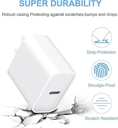 APFEN® 20W USB-C Fast Charger Adapter with USB-C to Lightning Cable – White, High-Speed Fast Charging for iPhone 14/14 Pro/14 Pro Max/13/13 Pro/13 Pro Max/12/11/XR/XS/X/8 Series – Compact & Safe Wall Charger for Home, Office & Trave thumbnail 1