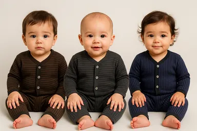 Baby Ribbed Cotton Two-Piece Set for Newborns 0–4 Months |Long Sleeve Top & Pants, Soft Comfortable Infant Outfit Black Brown Navy thumbnail 1
