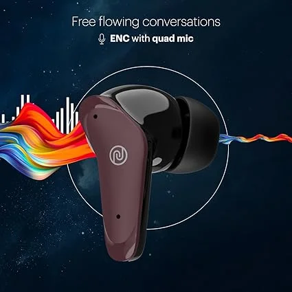 Noise Buds VS102 Plus Truly Wireless Earbuds with Flybird Design, 70H Total Playtime, Quad Microphones with ENC, InstaCharge (10 Minutes Charging = 120 Minutes Playback), Bluetooth V5.3, Deep Wine Color – Premium TWS Earphones for Calls, Music, Gaming, image 3