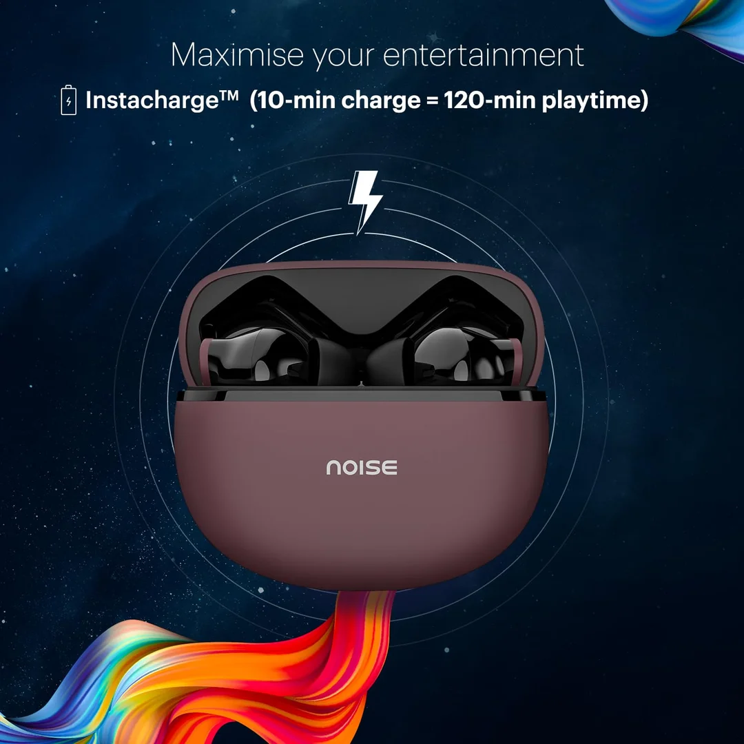 Noise Buds VS102 Plus Truly Wireless Earbuds with Flybird Design, 70H Total Playtime, Quad Microphones with ENC, InstaCharge (10 Minutes Charging = 120 Minutes Playback), Bluetooth V5.3, Deep Wine Color – Premium TWS Earphones for Calls, Music, Gaming, image 6