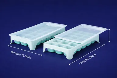 Set of 2 Mint Green Ice Cube Trays with Lid, 14 Grid Plastic Ice Mould for Freezer, BPA Free Food Grade Ice Tray, Easy Release Flexible Ice Cube Maker, Stackable Space Saving Design for Fridge, Water Juice Soft Drinks and Cocktail Use thumbnail 1