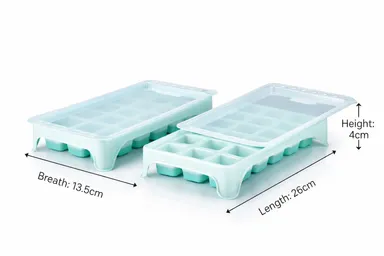 2 Pcs Mint Green Plastic Ice Cube Tray with Lid 14 Grid Flexible BPA-Free Ice Mould Set for Freezer Fridge Water Juice Whiskey & Cocktail Stackable Space-Saving Kitchen Organizer for Home Use thumbnail 3
