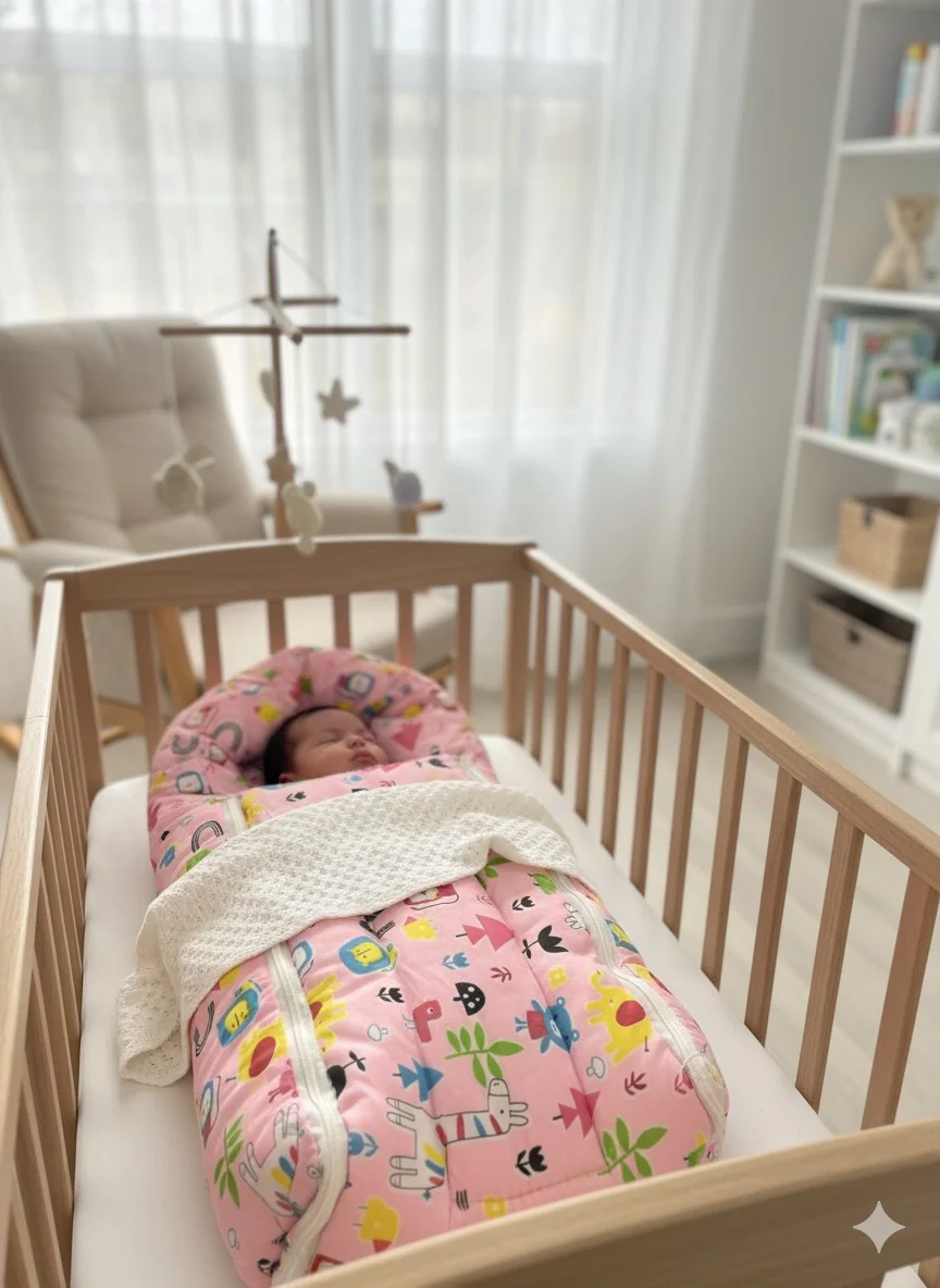 Baby Sleeping Bag with Hood | Soft Padded Infant Sleep Sack with Cute Animal Print, Pink, Cozy All-Season Baby Bed for Newborns & Toddlers image 4