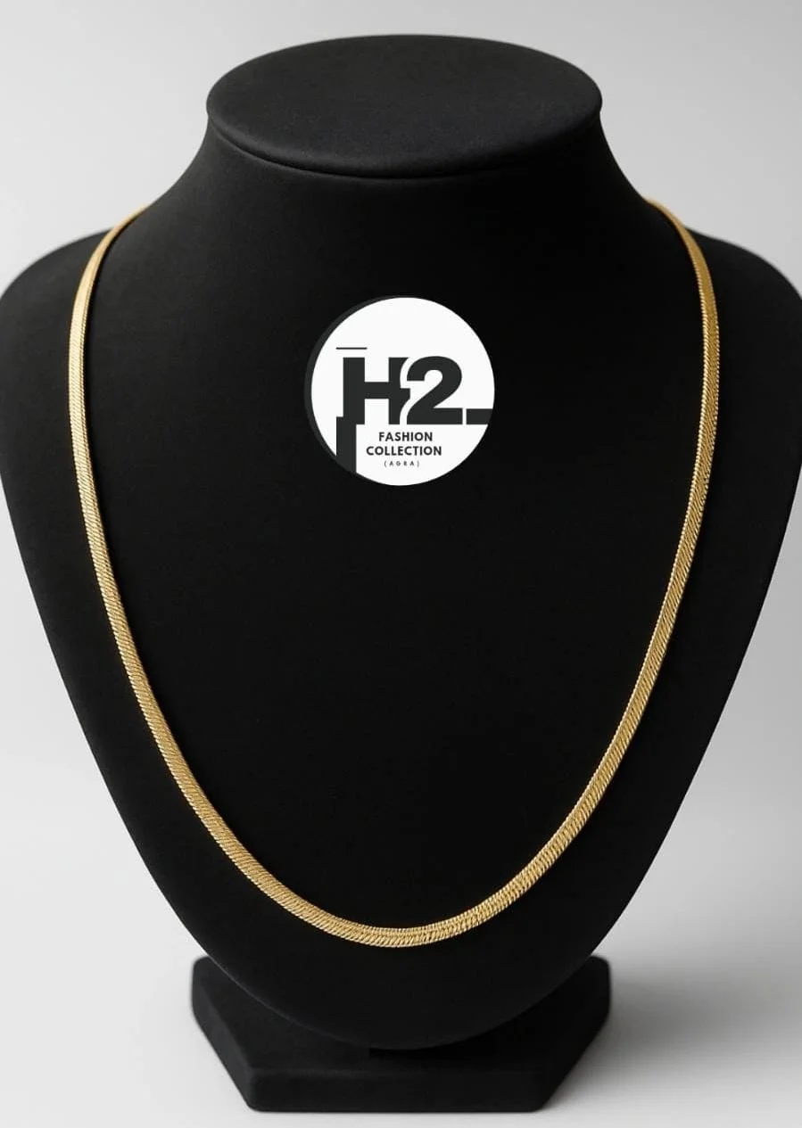 H2 Fashion Collection Stylish Golden Chain For Men Boys Brass Gold Plated Metal Necklace Gold Chain For Men Boys Women Thin Gold Chains Jewellery image 3