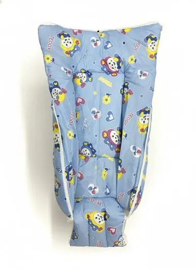 Baby Sleeping Nest Bed with Soft Padded Sides |Cozy Infant Lounger with Cute Cartoon Print, Blue, Comfortable Baby Bed for Newborns & Infants thumbnail 4