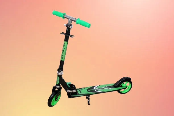 Foldable Adjustable Height Kids Scooter for Boys and Girls Green and Black 3‑Wheel Kick Scooter with Rear Brake, PVC Wheels, Portable Outdoor Ride‑on Toy image 1