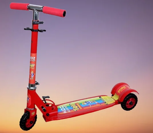Kidz Scooter for Kids 3 Wheel Adjustable Height Green | Foldable Kick Scooter with Stable 3‑Wheel Design, PU LED Wheels, Rear Brake, Balance Scooter for Ages 3‑10 Active Outdoor Play image 1