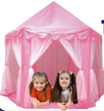 Pink Princess Castle Kids Play Tent House for Girls and Boys Indoor Outdoor Foldable Imaginative Playhouse with Curtains Scalloped Canopy for Toddlers Children Gift image 1