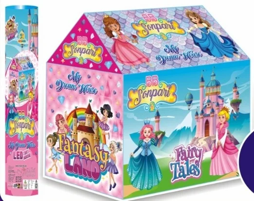 Fantasy Land Fairy Tale Princess Play Tent with LED Star Lights Indoor Outdoor Large Hexagon Castle Playhouse Kids Imaginative Pretend Play Toy image 1