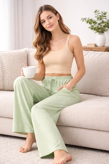 Women’s Pista High Waist Wide Leg Palazzo Pants Size XL Loose Fit Soft Comfortable Casual Lounge Trousers with Pockets Daily Office Travel Wear Breathable Flowy Bottoms image 4