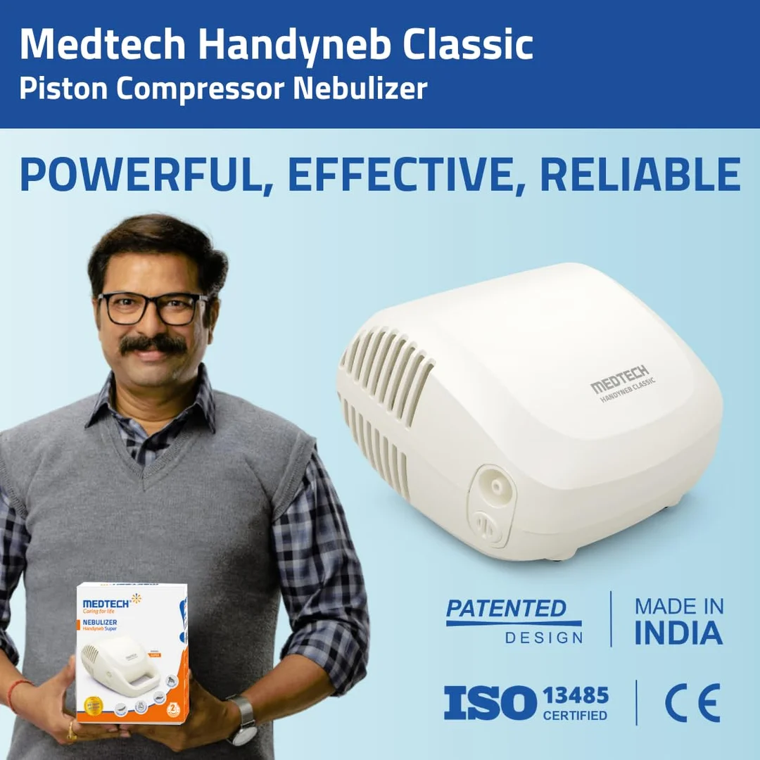 MEDTECH Handyneb Classic Compressor Nebulizer Compact Machine with Complete Mask Kit for Adult and Child (White) image 2