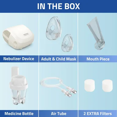 MEDTECH Handyneb Classic Compressor Nebulizer Compact Machine with Complete Mask Kit for Adult and Child (White) thumbnail 3