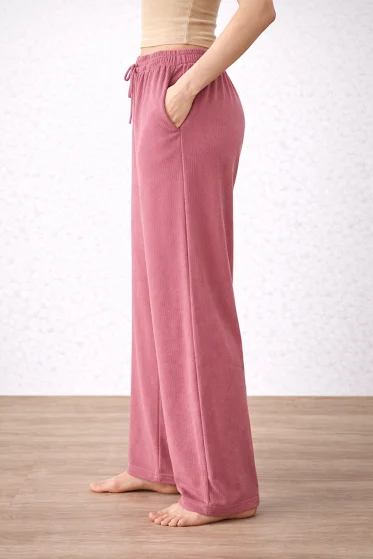 Women’s Pink High Waist Wide Leg Palazzo Pants Size XL Loose Fit Soft Comfortable Casual Lounge Trousers with Pockets Daily Office Travel Wear Breathable Flowy Bottoms image 3