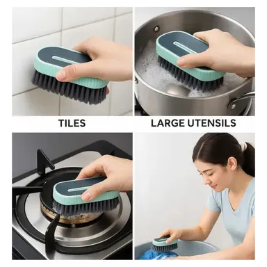 MANICRAFTED Multipurpose Household Cleaning Brush Combo Set of 4 – Laundry Brush, Fabric & Tile Scrub Brush, Kitchen & Bathroom Surface Scrubber, Multicolour Utility Cleaning Kit thumbnail 0