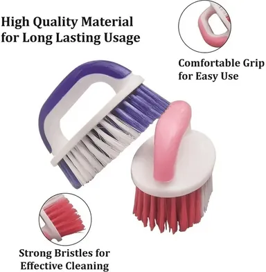 2 in 1 Multipurpose Cleaning Brush for Clothes Tiles Kitchen Bathroom Floor Scrub Brush with Soft Bristle Fabric & Hard Surface Scrubber for Home Wash & Deep Clean thumbnail 1