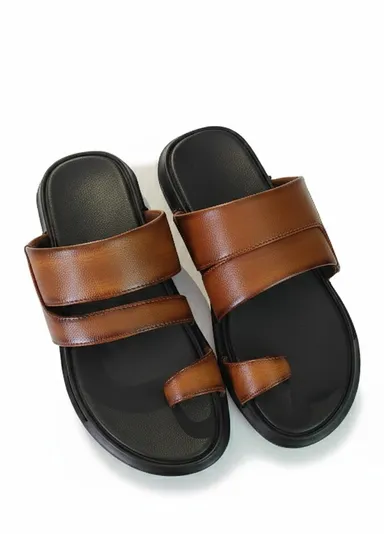 Gvolf Stylish Slippers for Men, Lightweight  Daily Wear Anti Slip Comfortable Men’s Open Slippers for Home Outdoor Use Tan Size 7 thumbnail 1