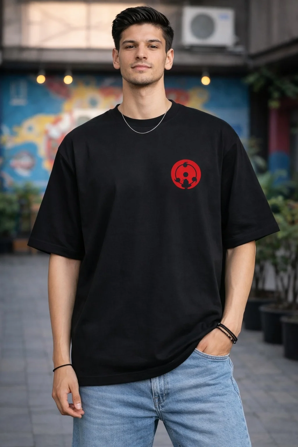 Red Moon Shinobi – Premium Anime Oversized T-Shirt image 1