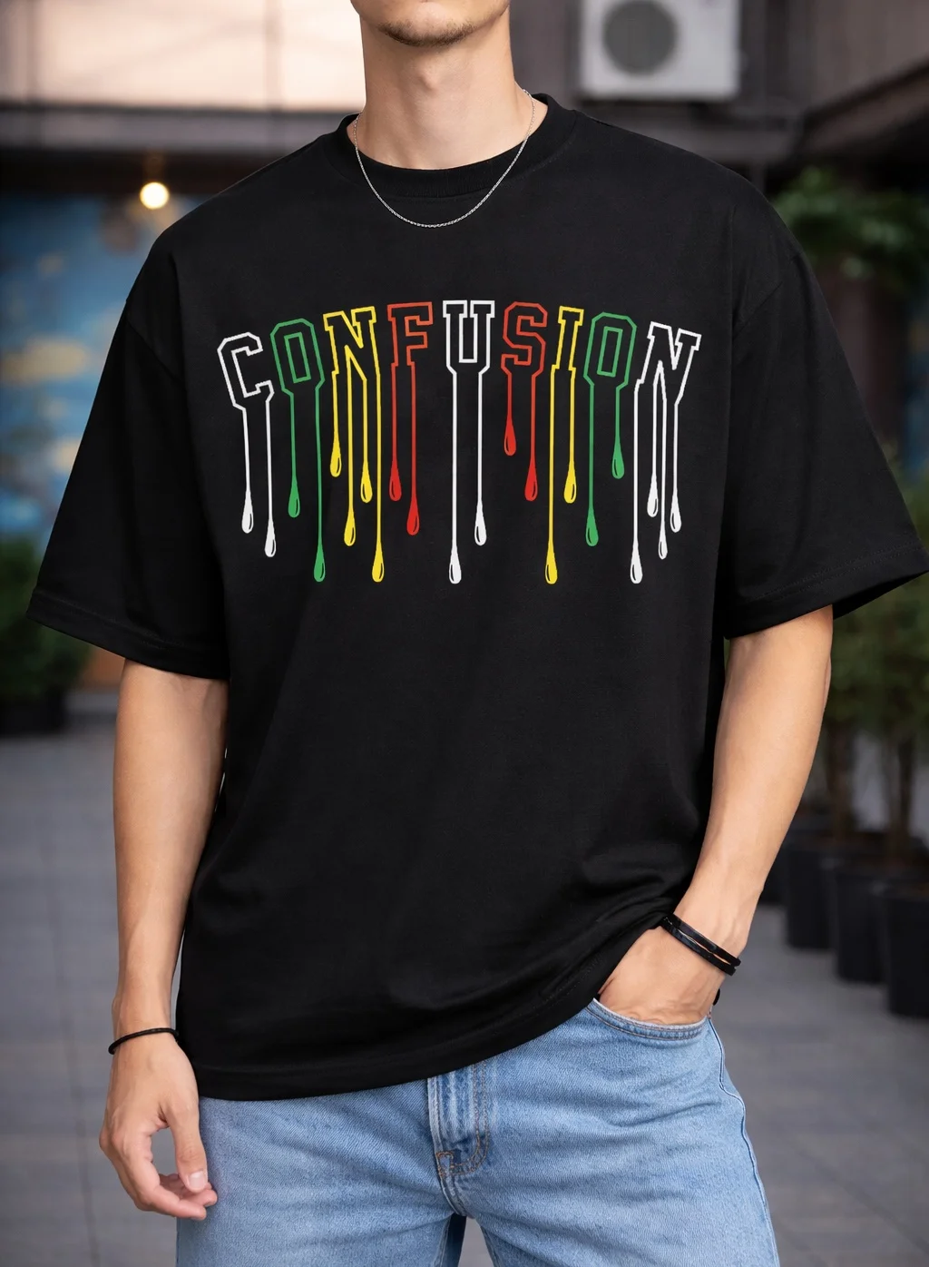 Confusion Drip – Urban Streetwear Oversized T-Shirt image 1