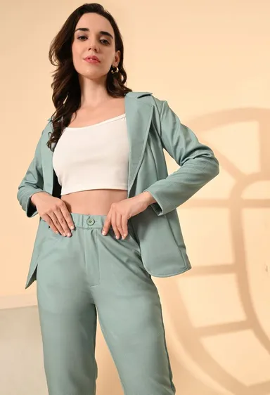 Women’s 3-Piece Cotton Blend Suit Set – Formal Blazer, High-Waist Pants & Camisole Top | Elegant Office Wear & Business Attire for Work, Meetings, and Events Women’s 3-Piece Cotton Blend Suit Set – Formal Blazer, High-Waist Pants & Cam thumbnail 3
